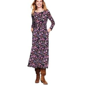 Boden Amelie Midi Dress Size US 14 Floral Jersey Knit Stretch Long Sleeves